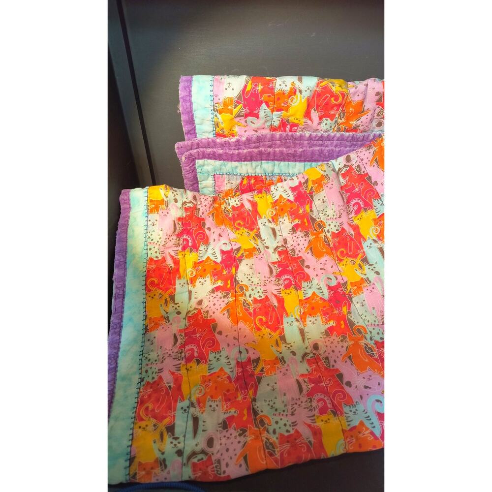 503. Lap Blanket or Baby Blanket Vintage Cat Pattern
